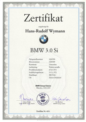 Zertifikat BMW